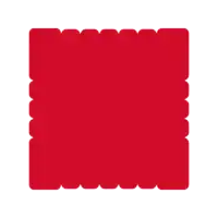 a cracker with a hole in the middle of it on a red background