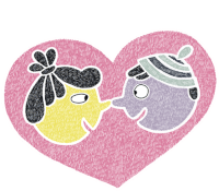 Peter And Lotta'S Facing Each Other In A Heart Shape Sticker - Cosy Love Heart Love Stickers