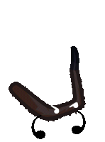 a cartoon drawing of a boomerang with music notes on it 's legs