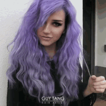 Purple Hair Don'T Care GIF - Colored Hair Purple Hair GIFs