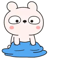 a cartoon drawing of a person holding a blue blanket .