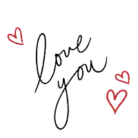 the word love is surrounded by three red hearts