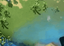 a blue seahorse is swimming in the water .