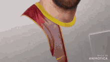 a close up of a man 's neck with the words made in animatica visible