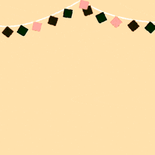 arabic writing on a yellow background with a string of squares
