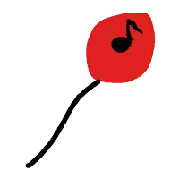 a drawing of a red flower with a black stem and a black note on it