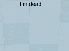 a cartoon character is laying on the floor with the words i 'm dead above him