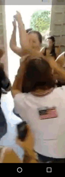 a man with an american flag on his shirt