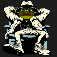 a cartoon of a frog wearing a hat and a white jacket