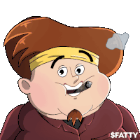 a cartoon character is smoking a cigar and the word fatty is on the bottom right
