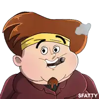 a cartoon character is smoking a cigar and the word fatty is on the bottom right