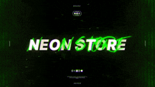 neon store is written in white on a black background