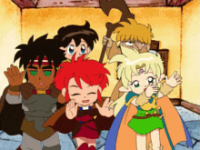 a group of anime characters are posing for a picture together