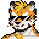 a pixel art drawing of a cat wearing sunglasses and smoking a cigarette