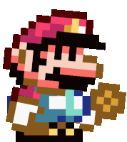 a pixel art of mario with a hat and scarf on