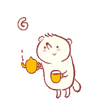 a cartoon of a bear holding a teapot and a cup with the words günaydin written above it