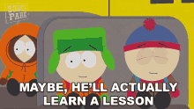 maybe hell actually learn a lesson kyle broflovski kenny mccormick stan marsh south park