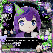 a picture of a stuffed animal that says happy birthday avix 18