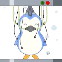 a cartoon of a penguin with a mask on