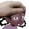 a cartoon girl wearing glasses and a hat with a donut on her head .