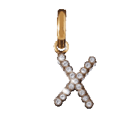 a gold letter x with rhinestones on it