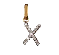 a gold letter x with rhinestones on it
