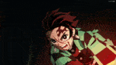 a close up of a person with blood on their face and the word funimation on the bottom