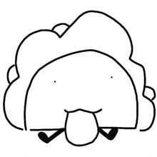a black and white drawing of a taco with a tongue sticking out .