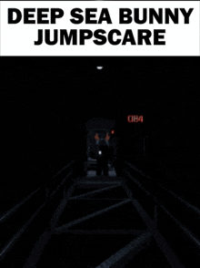 a poster for deep sea bunny jumpscare with a picture of a whale