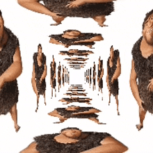 a collage of images of a man in a caveman costume