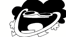 a black and white drawing of a cartoon character with his mouth open and glasses .