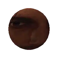 a close up of a man 's face in a circle on a white background