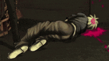 a person laying on a bed with a purple comforter