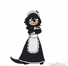 a cartoon of a girl dressed as a maid