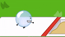 a cartoon drawing of a metal ball jumping over a fence