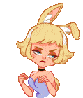 a cartoon girl with bunny ears is holding a broken heart