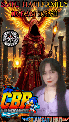 a poster for satu hati family shows a woman and a wizard