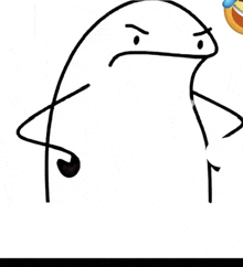 a black and white drawing of a cartoon character with an angry face and a hat on .