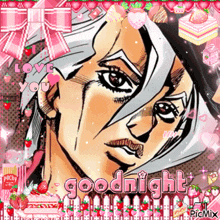 a picture of a woman with the words " goodnight " written on it