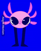 a cartoon drawing of an axolotl with a blue background and a sticker that says augment motion