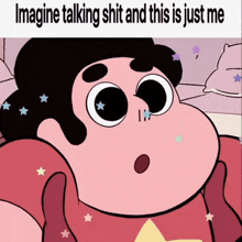 a cartoon character with the words imagine talking shit and this is just me below it