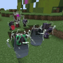a screenshot of a minecraft game with a few monsters