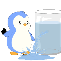 a black and white drawing of an igloo on a blue background with pengu written above it