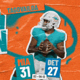 miami dolphins quarterback taco vailoa holds a football
