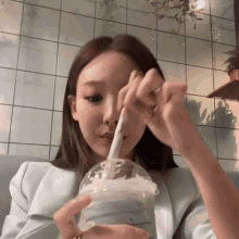613flu nayeon reaction nayeom sipping drink