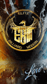 a logo for elite billiard modern with a dragon