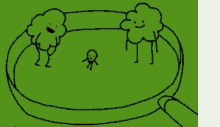 a cartoon drawing of a person doing a handstand in a pan .