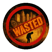 a sign that says wasted on it with a man in the middle