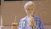 Jung Woo Nct Drink GIF - Jung Woo Nct Drink Yellow Hair GIFs