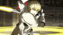 a man in armor is holding a sword and says excalibur galantine
